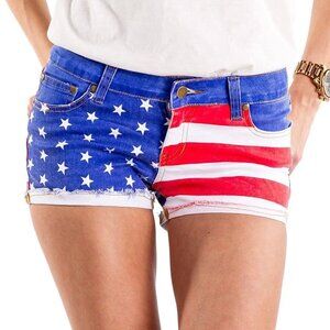 NWT Tipsy elves liberty jean Shorts patriotic American Flag XL